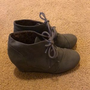 Gray Wedge Booties